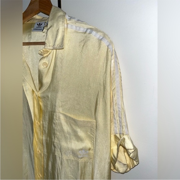 Adidas originals Satin Yellow Button-Up Shirt Dress - Picture 7 of 9